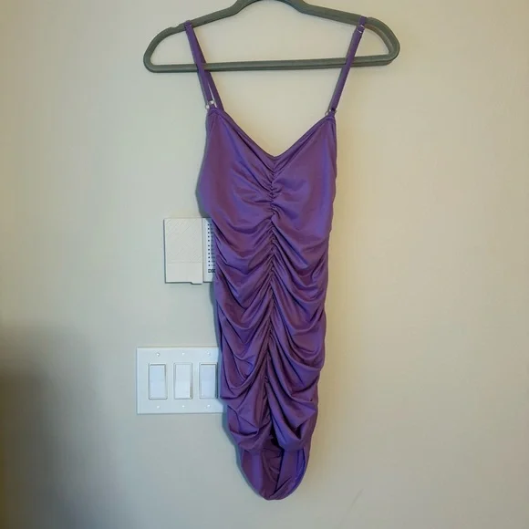 Amazon Purple Bodycon Cut Out Ruched Mini Dress - Picture 6 of 6